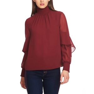 1.STATE Womens Chiffon Mock Neck Pullover Blouse Size XL